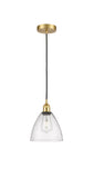 616-1P-SG-GBD-754 Cord Hung 7.5" Satin Gold Mini Pendant - Seedy Edison Dome Glass - LED Bulb - Dimmensions: 7.5 x 7.5 x 11.25<br>Minimum Height : 14.25<br>Maximum Height : 131.25 - Sloped Ceiling Compatible: Yes