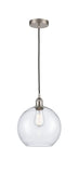 616-1P-SN-G124-10 Cord Hung 10" Brushed Satin Nickel Mini Pendant - Seedy Large Athens Glass - LED Bulb - Dimmensions: 10 x 10 x 13<br>Minimum Height : 15.75<br>Maximum Height : 133.75 - Sloped Ceiling Compatible: Yes