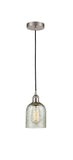 616-1P-SN-G259 Cord Hung 5" Brushed Satin Nickel Mini Pendant - Mica Caledonia Glass - LED Bulb - Dimmensions: 5 x 5 x 10<br>Minimum Height : 12.75<br>Maximum Height : 130.75 - Sloped Ceiling Compatible: Yes