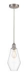 616-1P-SN-G652-7 Cord Hung 7" Brushed Satin Nickel Mini Pendant - Clear Cindyrella 7" Glass - LED Bulb - Dimmensions: 7 x 7 x 14.5<br>Minimum Height : 17.5<br>Maximum Height : 134.5 - Sloped Ceiling Compatible: Yes