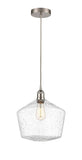 616-1P-SN-G654-12 Cord Hung 12" Brushed Satin Nickel Mini Pendant - Seedy Cindyrella 12" Glass - LED Bulb - Dimmensions: 12 x 12 x 13.5<br>Minimum Height : 16.5<br>Maximum Height : 133.5 - Sloped Ceiling Compatible: Yes