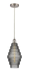 Cord Hung 8.25" Antique Brass Mini Pendant - Smoked Cascade LED