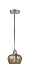 616-1P-SN-G96 Cord Hung 6.5" Brushed Satin Nickel Mini Pendant - Mercury Fenton Glass - LED Bulb - Dimmensions: 6.5 x 6.5 x 7.5<br>Minimum Height : 11.25<br>Maximum Height : 129.25 - Sloped Ceiling Compatible: Yes