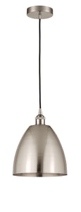 616-1P-SN-MBD-9-SN Cord Hung 9" Brushed Satin Nickel Mini Pendant - Brushed Satin Nickel Edison Dome Shade - LED Bulb - Dimmensions: 9 x 9 x 12.875<br>Minimum Height : 15.875<br>Maximum Height : 132.875 - Sloped Ceiling Compatible: Yes