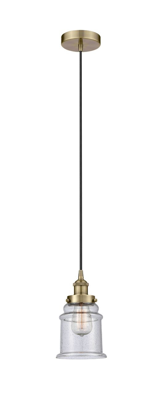Cord Hung 6" Canton Mini Pendant - Bell-Urn Seedy Glass - Choice of Finish And Incandesent Or LED Bulbs