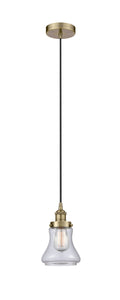 Cord Hung 6.25" Antique Brass Mini Pendant - Clear Bellmont Glass LED