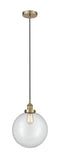 Cord Hung 12" Beacon Pendant - Globe-Orb Clear Glass - Choice of Finish And Incandesent Or LED Bulbs