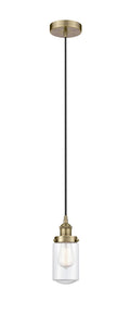 Cord Hung 4.5" Antique Brass Mini Pendant - Clear Dover Glass LED