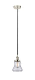 616-1PH-PN-G192 Cord Hung 6.25" Polished Nickel Mini Pendant - Clear Bellmont Glass - LED Bulb - Dimmensions: 6.25 x 6.25 x 10<br>Minimum Height : 13.5<br>Maximum Height : 131.5 - Sloped Ceiling Compatible: Yes