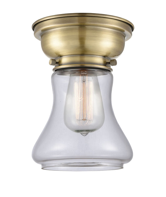 1-Light 6.25" Antique Brass Flush Mount - Clear Bellmont Glass LED