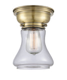 1-Light 6.25" Antique Brass Flush Mount - Clear Bellmont Glass LED
