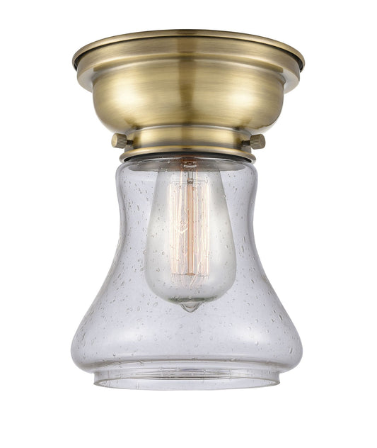 1-Light 6.25" Antique Brass Flush Mount - Seedy Bellmont Glass LED