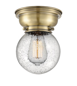 1-Light 6.25" Antique Brass Flush Mount - Seedy Beacon Glass LED