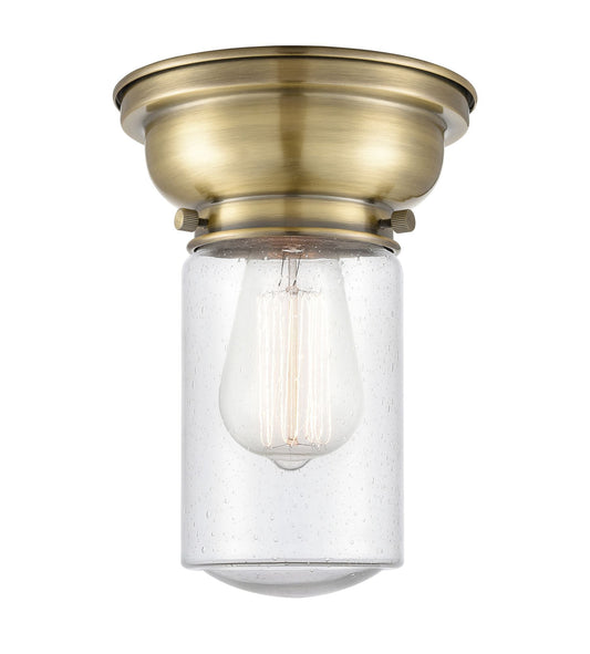 1-Light 6.25" Antique Brass Flush Mount - Seedy Dover Glass LED
