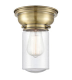 1-Light 6.25" Antique Brass Flush Mount - Seedy Dover Glass LED