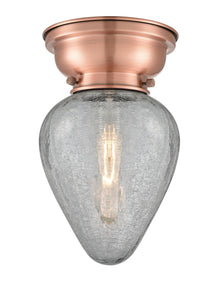 1-Light 6.5" Antique Copper Flush Mount - Clear Crackle Geneseo Glass LED