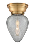 1-Light 6.5" Antique Copper Flush Mount - Clear Crackle Geneseo Glass LED