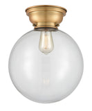 1-Light 12" Beacon Flush Mount - Globe-Orb Clear Glass LED