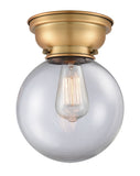 1-Light 8" Beacon Flush Mount - Globe-Orb Clear Glass LED