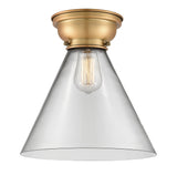 1-Light 12" Cone 12" Flush Mount - Cone Clear Glass LED