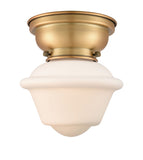623-1F-BB-G531 1-Light 7.5" Brushed Brass Flush Mount - Matte White Cased Small Oxford Glass - LED Bulb - Dimmensions: 7.5 x 7.5 x 7.15 - Sloped Ceiling Compatible: No