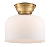 623-1F-BB-G71-L 1-Light 12" Brushed Brass Flush Mount - Matte White Cased X-Large Bell Glass - LED Bulb - Dimmensions: 12 x 12 x 9.4 - Sloped Ceiling Compatible: No