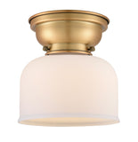 623-1F-BB-G71 1-Light 8" Brushed Brass Flush Mount - Matte White Cased Large Bell Glass - LED Bulb - Dimmensions: 8 x 8 x 7.875 - Sloped Ceiling Compatible: No