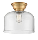 623-1F-BB-G72-L 1-Light 12" Brushed Brass Flush Mount - Clear X-Large Bell Glass - LED Bulb - Dimmensions: 12 x 12 x 9.4 - Sloped Ceiling Compatible: No