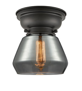 1-Light 7" Matte Black Flush Mount - Plated Smoke Fulton Glass LED