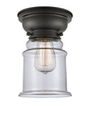 623-1F-BK-G182 1-Light 6.25" Matte Black Flush Mount - Clear Canton Glass - LED Bulb - Dimmensions: 6.25 x 6.25 x 8.65 - Sloped Ceiling Compatible: No