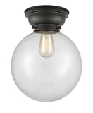 623-1F-BK-G202-10 1-Light 10" Matte Black Flush Mount - Clear Beacon Glass - LED Bulb - Dimmensions: 10 x 10 x 11.15 - Sloped Ceiling Compatible: No