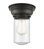 623-1F-BK-G314 1-Light 6.25" Matte Black Flush Mount - Seedy Dover Glass - LED Bulb - Dimmensions: 6.25 x 6.25 x 7.9 - Sloped Ceiling Compatible: No