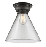 623-1F-BK-G42-L 1-Light 12" Matte Black Flush Mount - Clear Cone 12" Glass - LED Bulb - Dimmensions: 12 x 12 x 11.4 - Sloped Ceiling Compatible: No