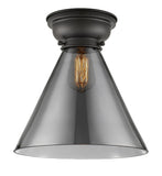623-1F-BK-G43-L 1-Light 12" Matte Black Flush Mount - Plated Smoke Cone 12" Glass - LED Bulb - Dimmensions: 12 x 12 x 11.4 - Sloped Ceiling Compatible: No