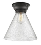 623-1F-BK-G44-L 1-Light 12" Matte Black Flush Mount - Seedy Cone 12" Glass - LED Bulb - Dimmensions: 12 x 12 x 11.4 - Sloped Ceiling Compatible: No