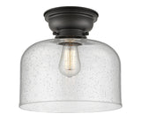 623-1F-BK-G74-L 1-Light 12" Matte Black Flush Mount - Seedy X-Large Bell Glass - LED Bulb - Dimmensions: 12 x 12 x 9.4 - Sloped Ceiling Compatible: No