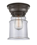 623-1F-OB-G182 1-Light 6.25" Oil Rubbed Bronze Flush Mount - Clear Canton Glass - LED Bulb - Dimmensions: 6.25 x 6.25 x 8.65 - Sloped Ceiling Compatible: No