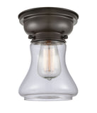623-1F-OB-G192 1-Light 6.25" Oil Rubbed Bronze Flush Mount - Clear Bellmont Glass - LED Bulb - Dimmensions: 6.25 x 6.25 x 7.65 - Sloped Ceiling Compatible: No