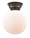 623-1F-OB-G201-10 1-Light 10" Oil Rubbed Bronze Flush Mount - Matte White Cased Beacon Glass - LED Bulb - Dimmensions: 10 x 10 x 11.15 - Sloped Ceiling Compatible: No