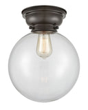 623-1F-OB-G202-10 1-Light 10" Oil Rubbed Bronze Flush Mount - Clear Beacon Glass - LED Bulb - Dimmensions: 10 x 10 x 11.15 - Sloped Ceiling Compatible: No