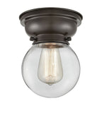 1-Light 6.25" Antique Copper Flush Mount - Clear Beacon LED