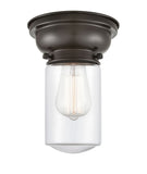 623-1F-OB-G312 1-Light 6.25" Oil Rubbed Bronze Flush Mount - Clear Dover Glass - LED Bulb - Dimmensions: 6.25 x 6.25 x 7.9 - Sloped Ceiling Compatible: No