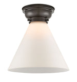 623-1F-OB-G41-L 1-Light 12" Oil Rubbed Bronze Flush Mount - Matte White Cased Cone 12" Glass - LED Bulb - Dimmensions: 12 x 12 x 11.4 - Sloped Ceiling Compatible: No