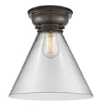 623-1F-OB-G42-L 1-Light 12" Oil Rubbed Bronze Flush Mount - Clear Cone 12" Glass - LED Bulb - Dimmensions: 12 x 12 x 11.4 - Sloped Ceiling Compatible: No