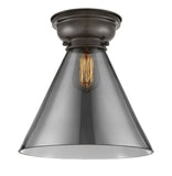 623-1F-OB-G43-L 1-Light 12" Oil Rubbed Bronze Flush Mount - Plated Smoke Cone 12" Glass - LED Bulb - Dimmensions: 12 x 12 x 11.4 - Sloped Ceiling Compatible: No