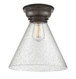 623-1F-OB-G44-L 1-Light 12" Oil Rubbed Bronze Flush Mount - Seedy Cone 12" Glass - LED Bulb - Dimmensions: 12 x 12 x 11.4 - Sloped Ceiling Compatible: No