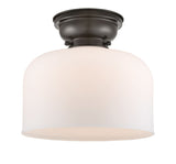 623-1F-OB-G71-L 1-Light 12" Oil Rubbed Bronze Flush Mount - Matte White Cased X-Large Bell Glass - LED Bulb - Dimmensions: 12 x 12 x 9.4 - Sloped Ceiling Compatible: No