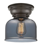 623-1F-OB-G73 1-Light 8" Oil Rubbed Bronze Flush Mount - Plated Smoke Large Bell Glass - LED Bulb - Dimmensions: 8 x 8 x 7.875 - Sloped Ceiling Compatible: No