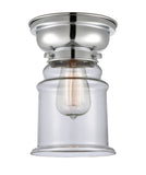 623-1F-PC-G182 1-Light 6.25" Polished Chrome Flush Mount - Clear Canton Glass - LED Bulb - Dimmensions: 6.25 x 6.25 x 8.65 - Sloped Ceiling Compatible: No