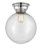 623-1F-PC-G204-12 1-Light 12" Polished Chrome Flush Mount - Seedy Beacon Glass - LED Bulb - Dimmensions: 12 x 12 x 13.15 - Sloped Ceiling Compatible: No